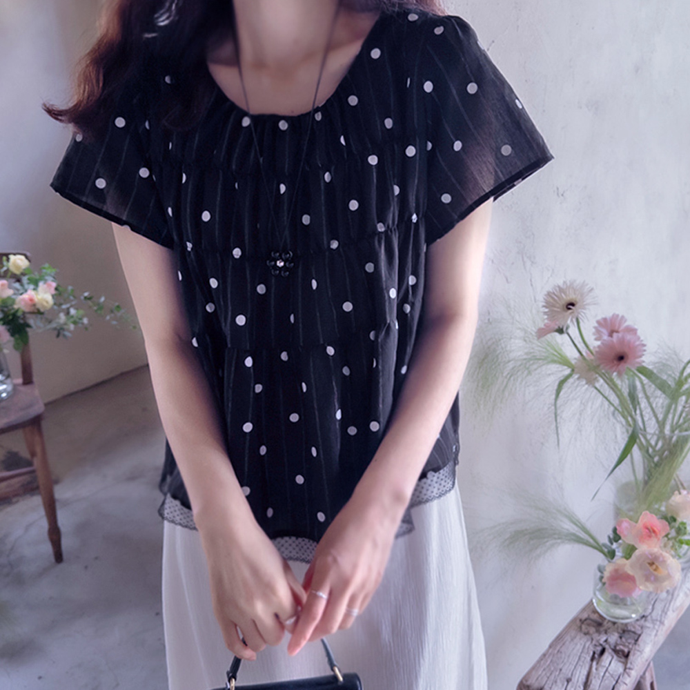 Differ Lovely Dot Cool Lace Flutter Fit Blouse [size:F(55~66)]