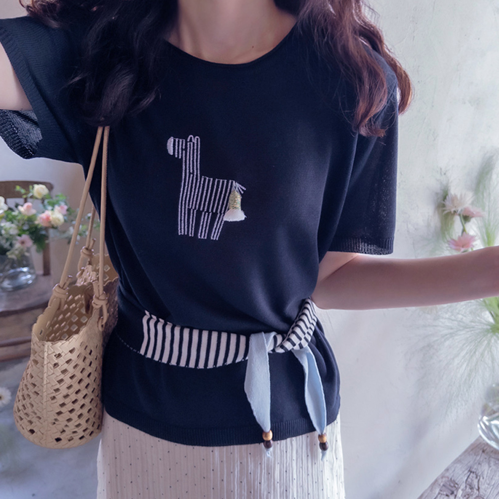 Animal Embroidery Scarf Set Cute Cool Knit [size:F(55~66)] 