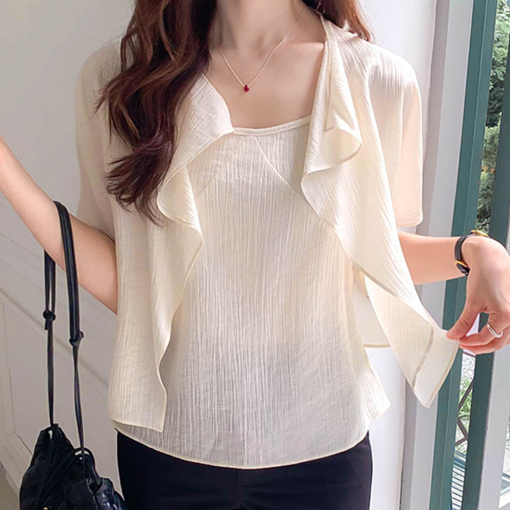 Pure Flowy Delicate Fit Blouse Sleeveless Shirts SET [size:F(55~66)]