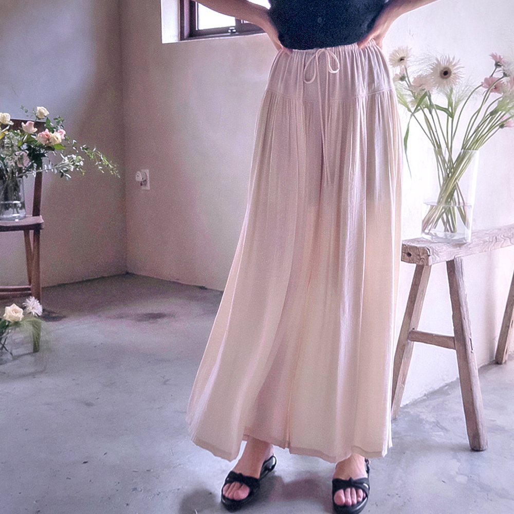 Close Me Breeze Flexible Waist Cool Lined Skirt Pants [size:F(55~66)] 