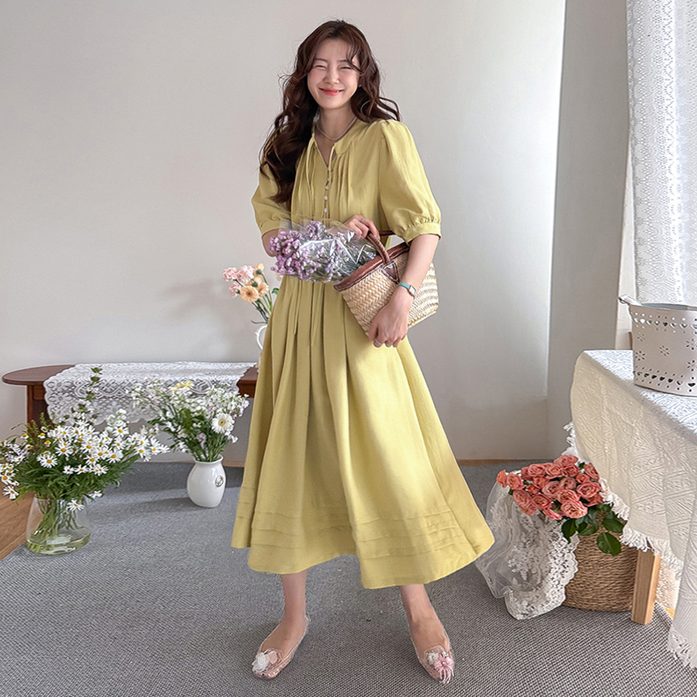 [Best Deal 8,000 KRW Discount] <FONT color=#5a3954>MADE LIN</font> Laboren Summer Pintuck Shirring One Piece [size:F(55~66)]