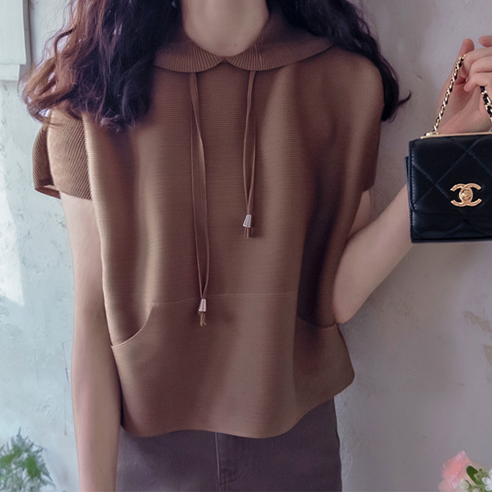 Gemma Hood Tangy Pleats High Quality Hood Blouse [size:F(44~66)]