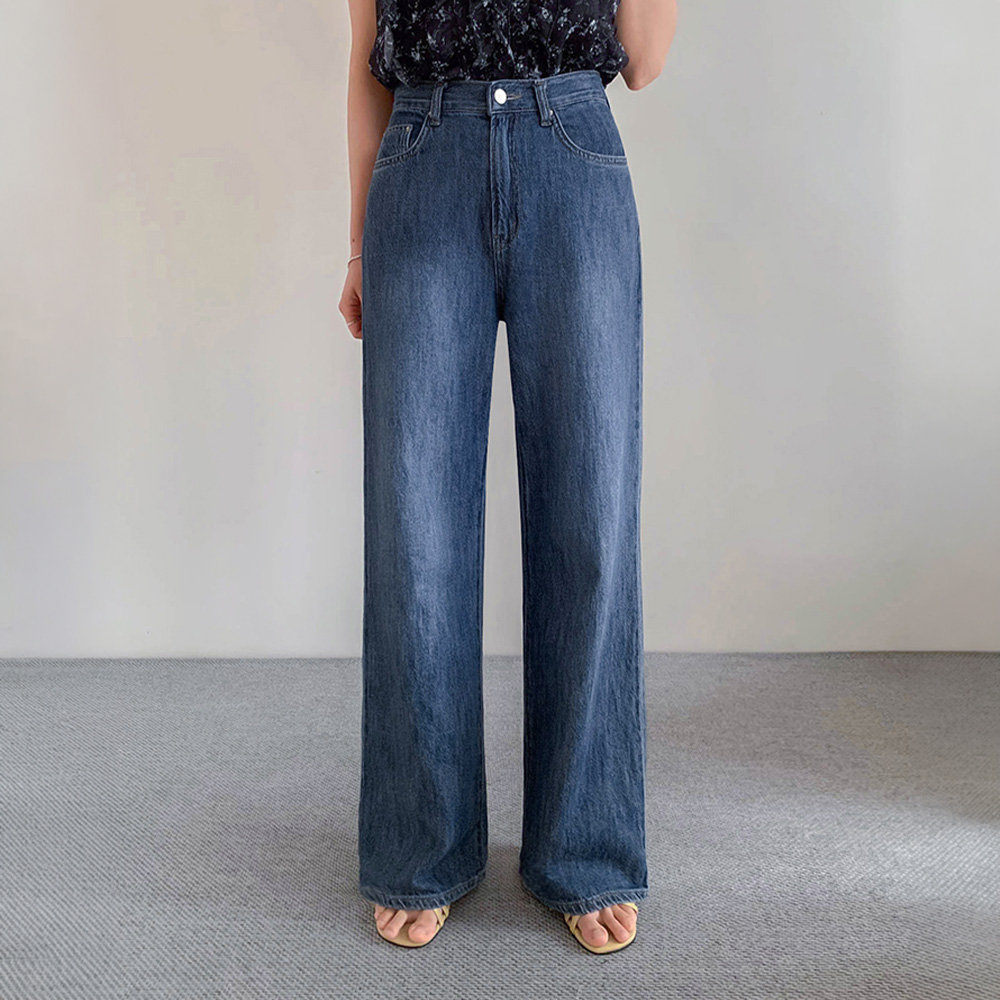 [New Arrival Special 6,000 KRW Discount] <FONT color=#5a3954>MADE PREMIUM</font> Roelin primium Doubling Summer Flowy Straight Fit Denim Pants [size:S,M,L,XL]