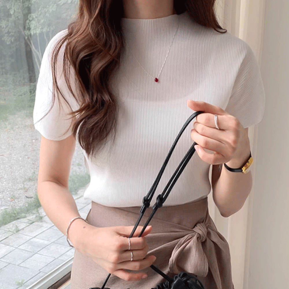 [New Arrival Special 6,000 Won Discount] <FONT color=#5a3954>MADE LIN</font> Merso Charrr 2Length Pleats T-shirt [size:F(55~66)]