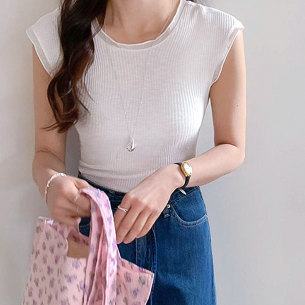 [New Arrival Special 4,000 Won Discount] <FONT color=#5a3954>MADE LIN</font> SELENY Chiffon layered Corrugated Sleeveless shirts [size:F(55~66)]