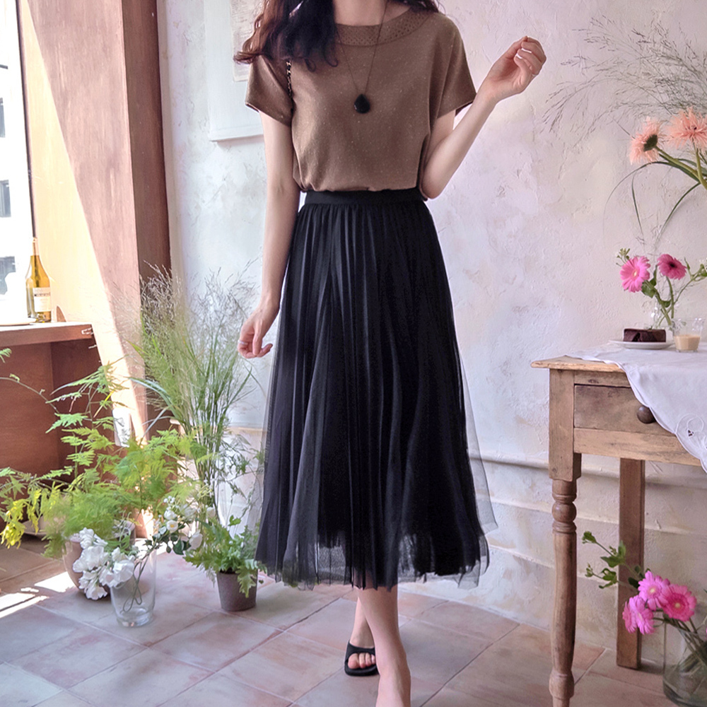 Juliard Lovely Flexible Flutter Fit Band Mesh Skirt [size:F(55~66)]
