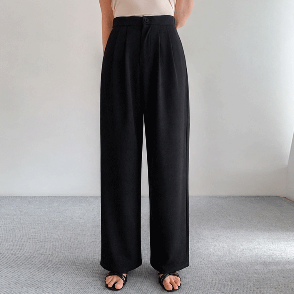 Two-Pintuck Stretch Spandex Flowy Wide Slacks in 3 Lengths (Short/Basic/Long) [size:S,M,L,XL,2XL]