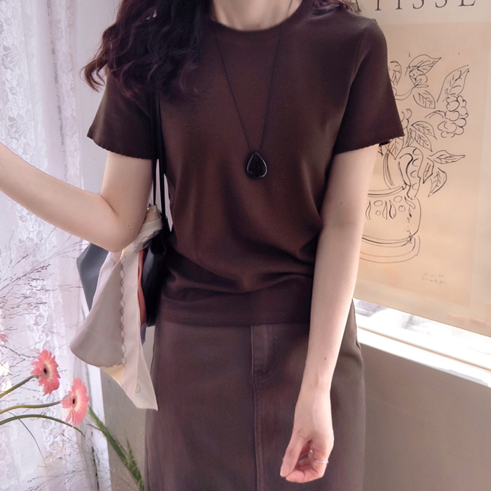 New Friend Wavy Neck Soft and Squishy Tee [size:F(55~66)]