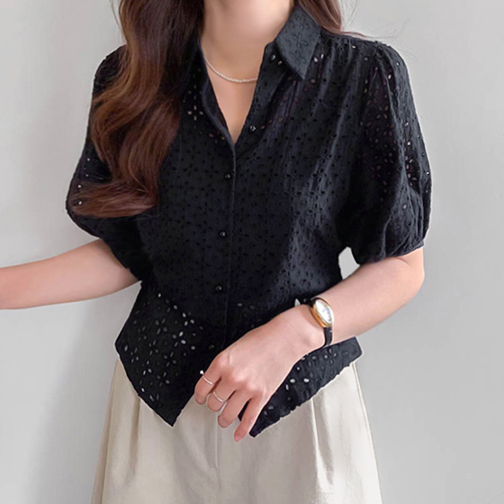 Meriel Punching Eyelet Shirt Blouse [size:F(55~66)]