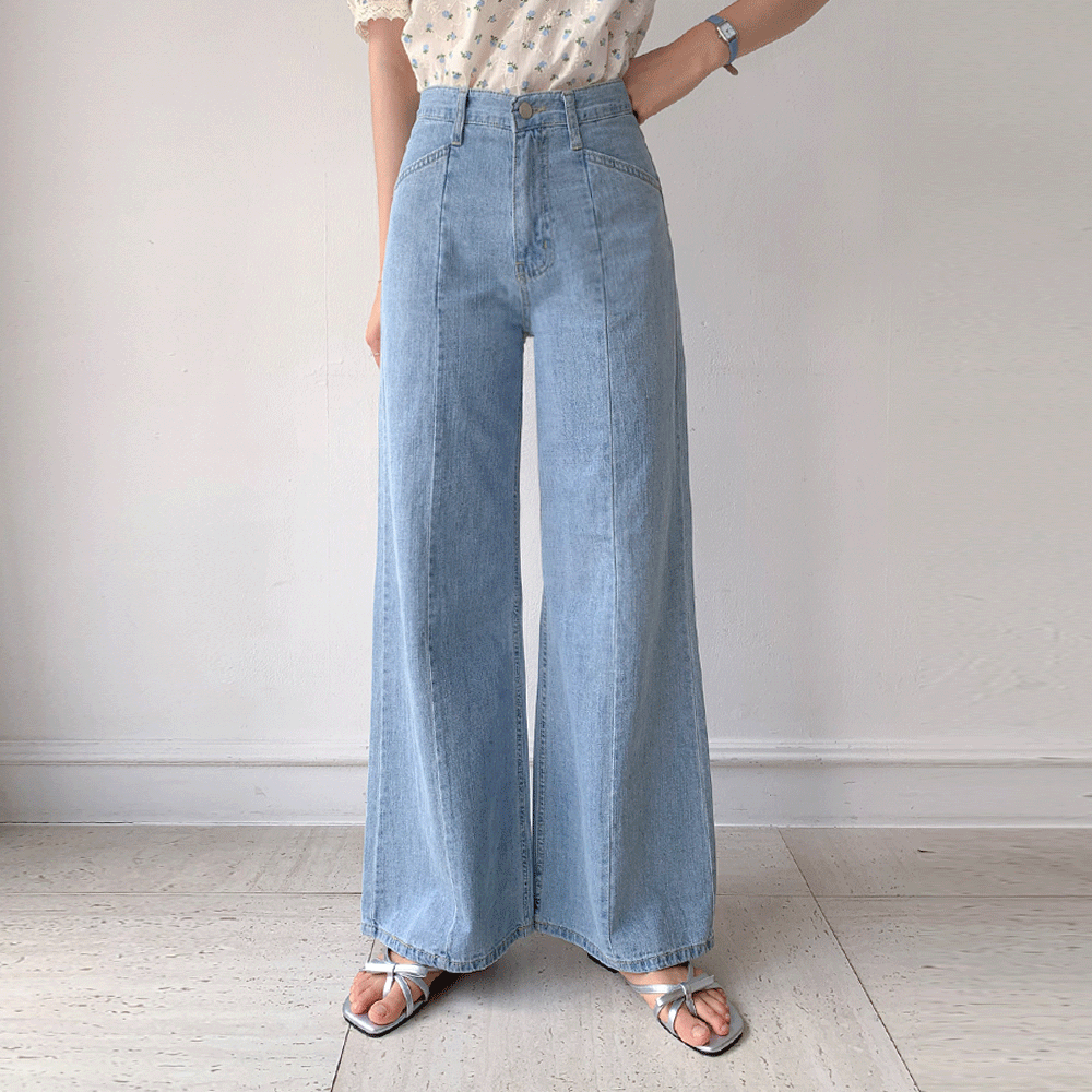 MADE LIN Summer Cover Fit Cut Wide Boot Cut Denim Pants <FONT color=#d8a4a4>[Fitting Sale]</font>