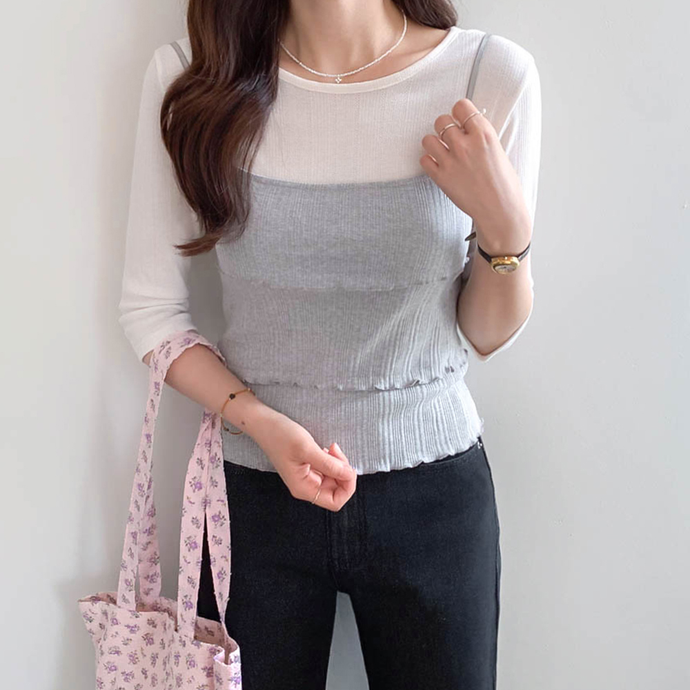 [New Arrival Special 5,000 Won Discount] <FONT color=#5a3954>MADE LIN</font> Obzen Lovely Tiered Bustier Sleeveless Shirts [size:F(55~66)]