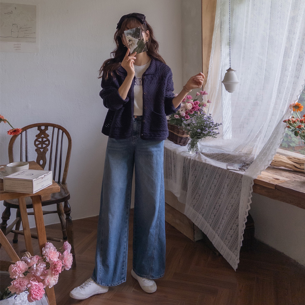 [LABEL] Cozy Fluffy Crochet Kara Cardigan [size:F(55~66.5)]