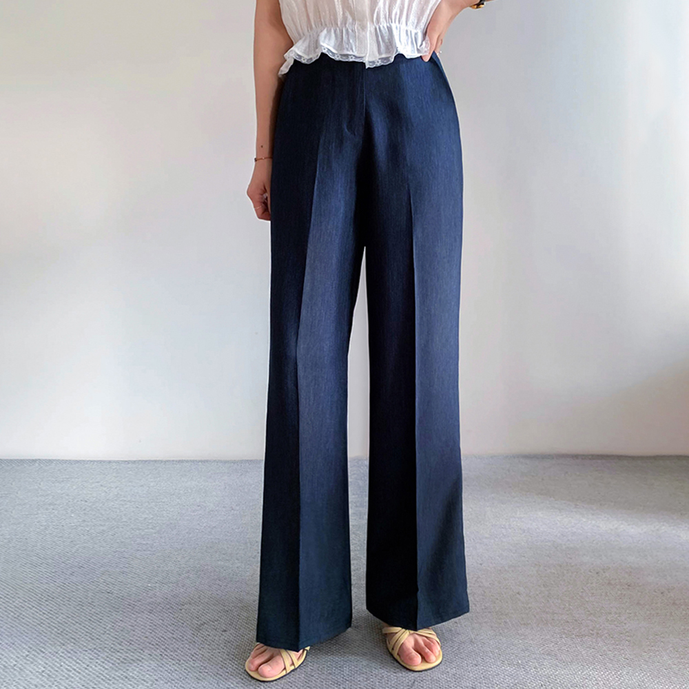 Vivienne Sheer Wide Raw Denim Slacks [size:S,M,L,XL]