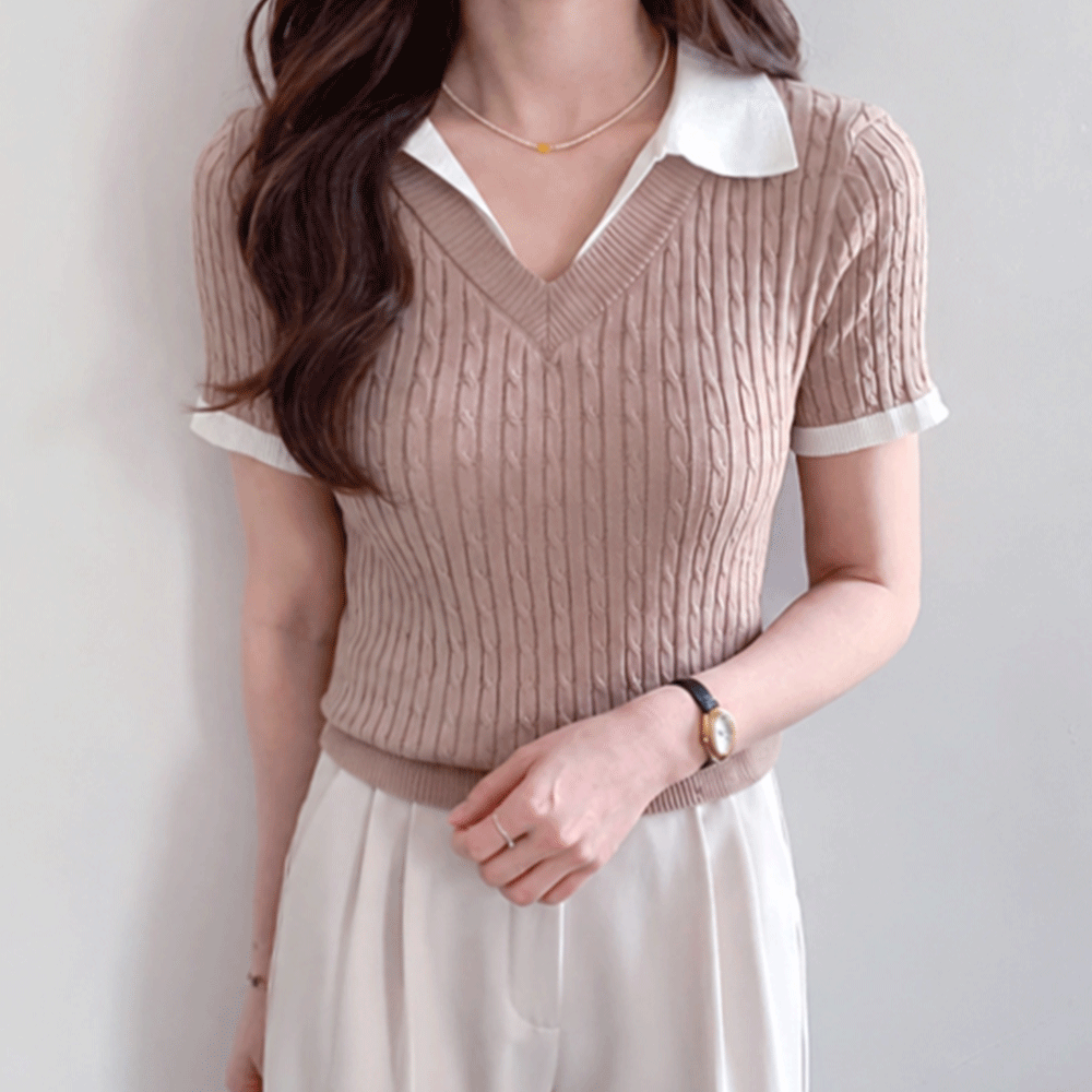 Moen Kara color combination Twiddle Short-sleeve Knit [size:F(55~66)]