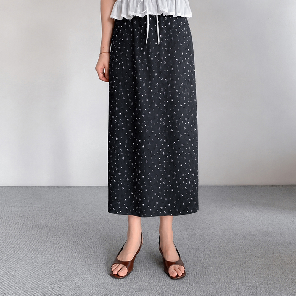 [Hidden Elastic Waist / Wrinkle-Resistant] Dia Stretchy Spandex Floral Hidden Elastic Waist Rong Skirt [size:F(55~66)]