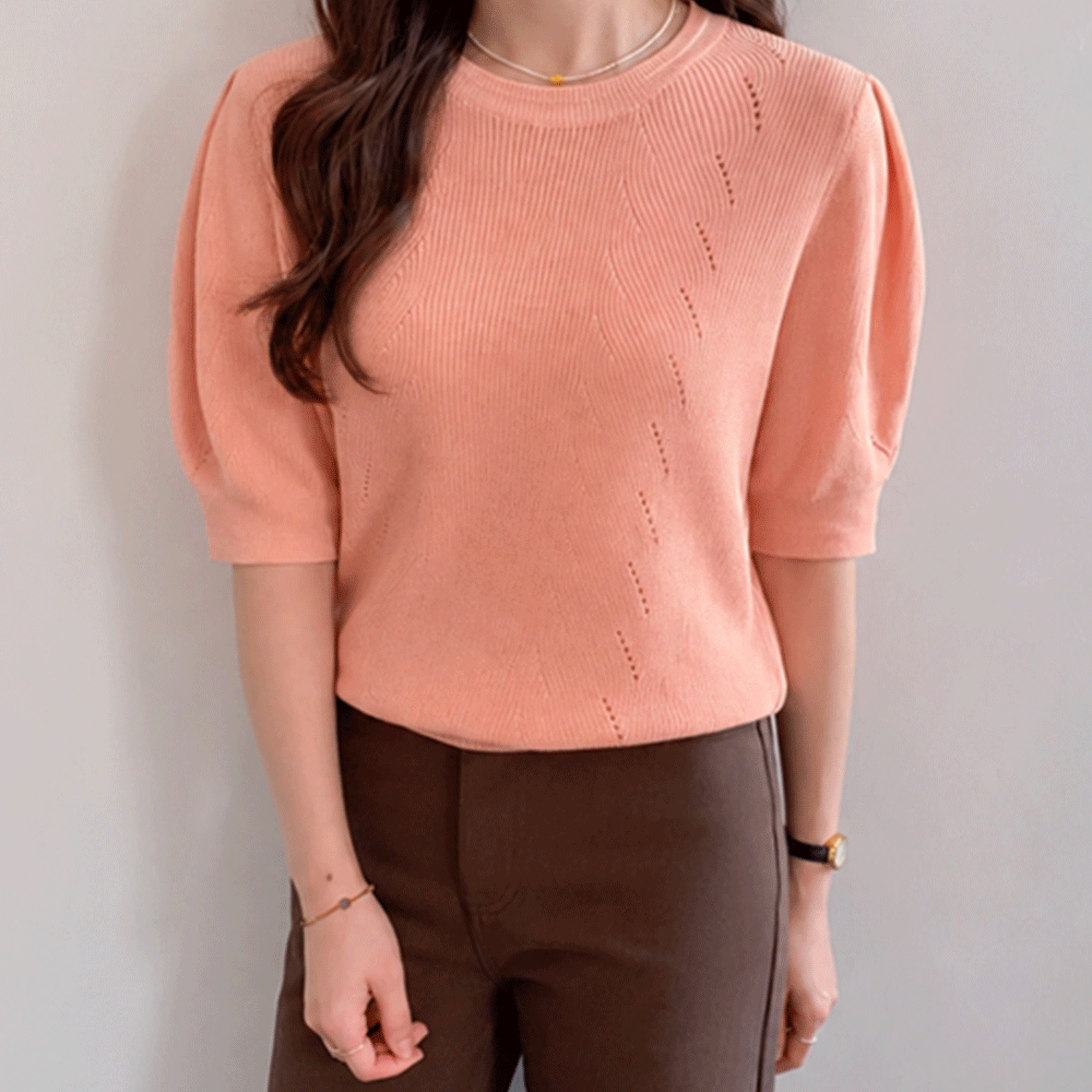 Shine Eyelet Puff Hazzi Knit [size:F(55~66)]