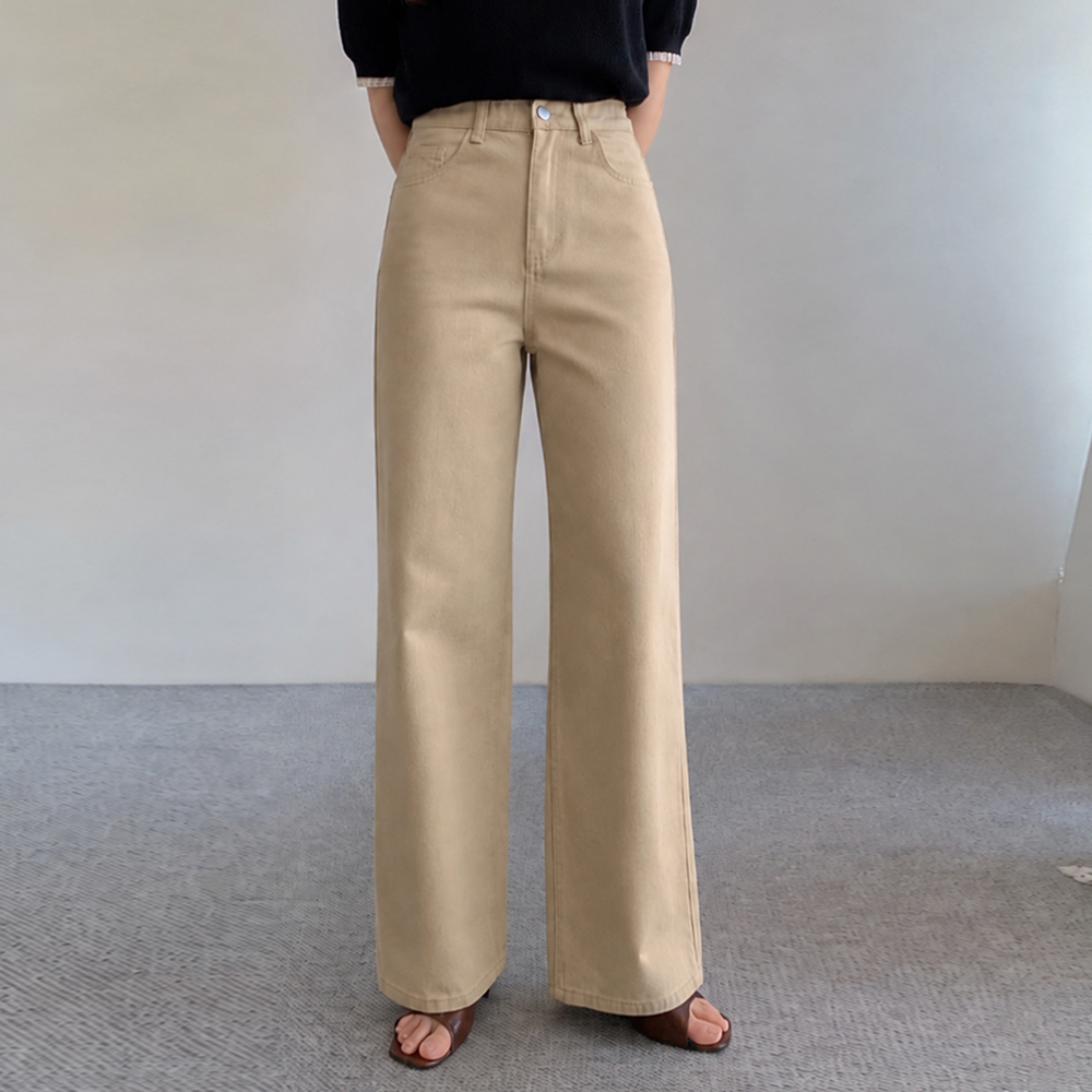 Lucia Straight Semi-Wide Cotton Pants (Short/Basic/Long) [size:S,M,L,XL,2XL]