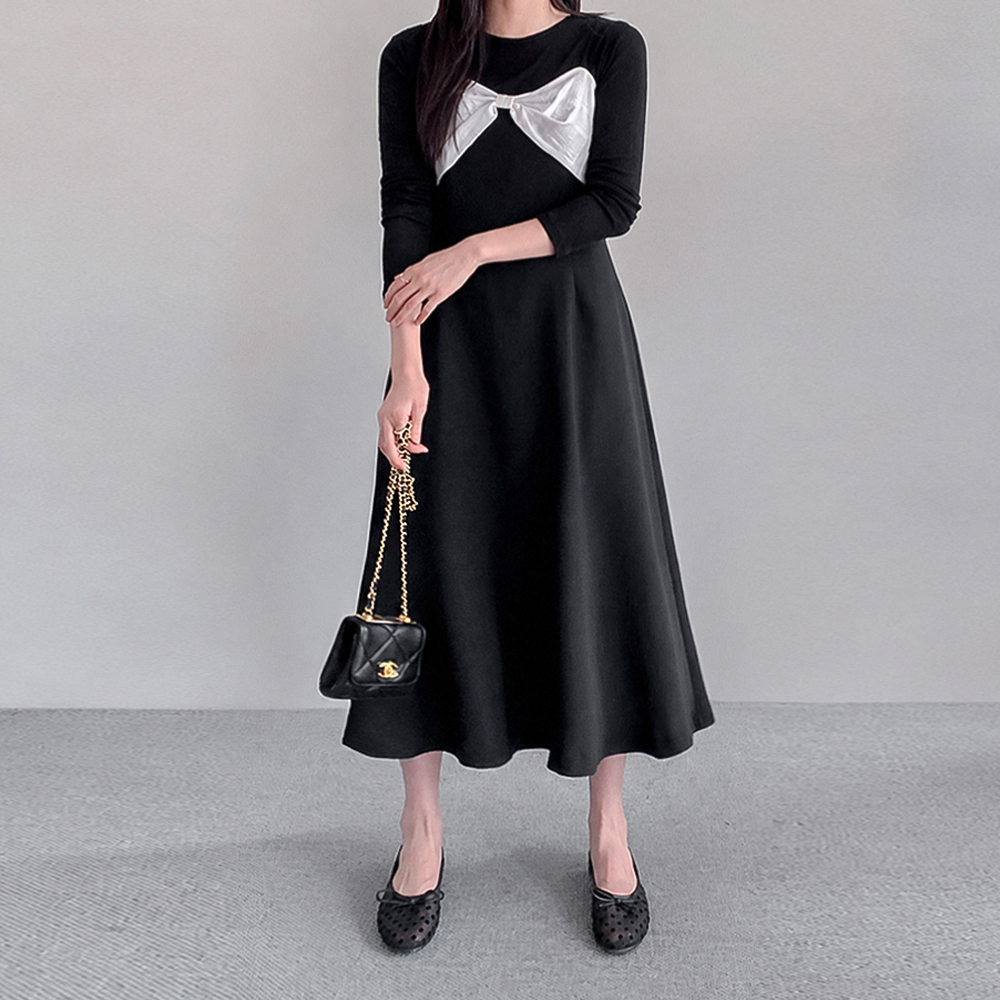 [New Arrival Special 12% Sale] MADE LIN Slia Ribbon Contrast Flare Line Sleeveless Shirts One Piece [size:F(55~66)]