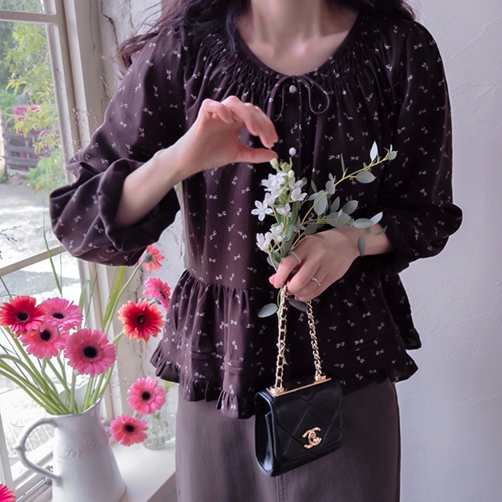 Haute Mini-rib Smoke Band Shearing Blouse[size:F(55~66)]