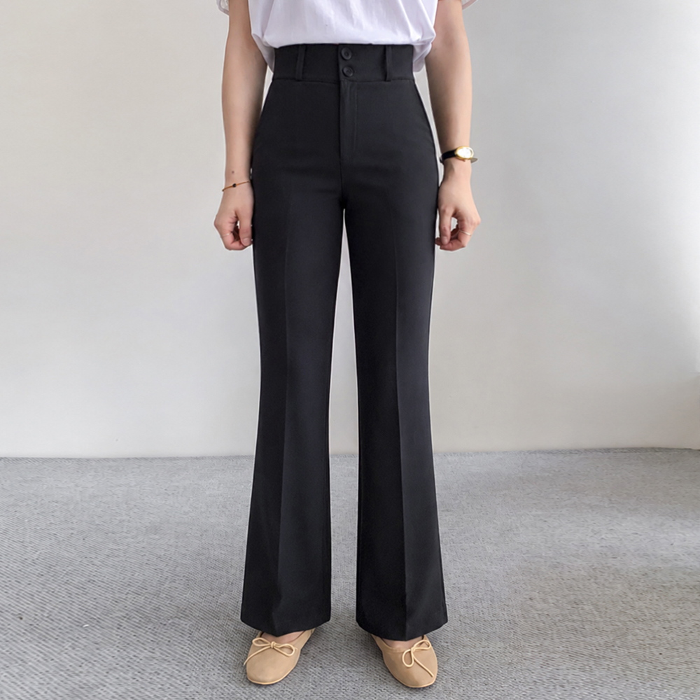 [Short Thin Wide Bone] Verna Chewy Span 3TYPE Two button Slim Boot cut Slacks(Short/Basic/Long) [size:S,M,L,XL,2XL]