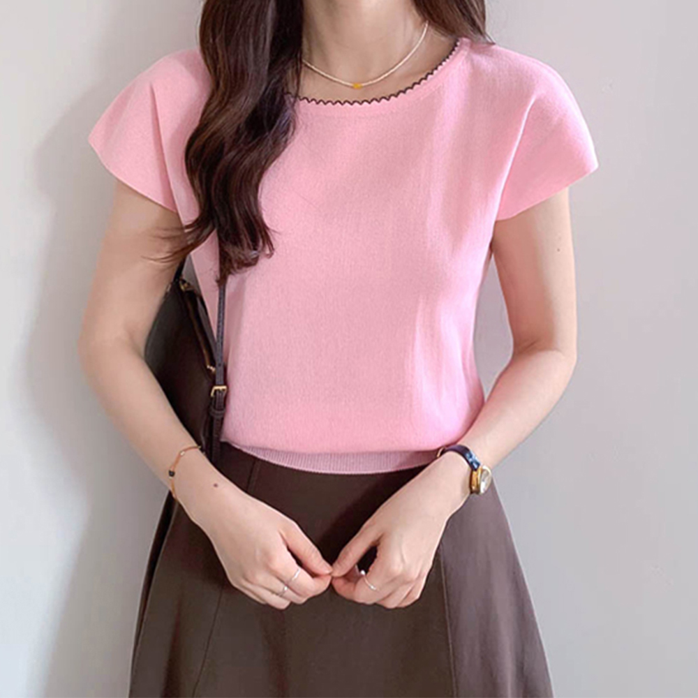 Loen Embroidery Short-sleeve Knit[size:F(55~66)]