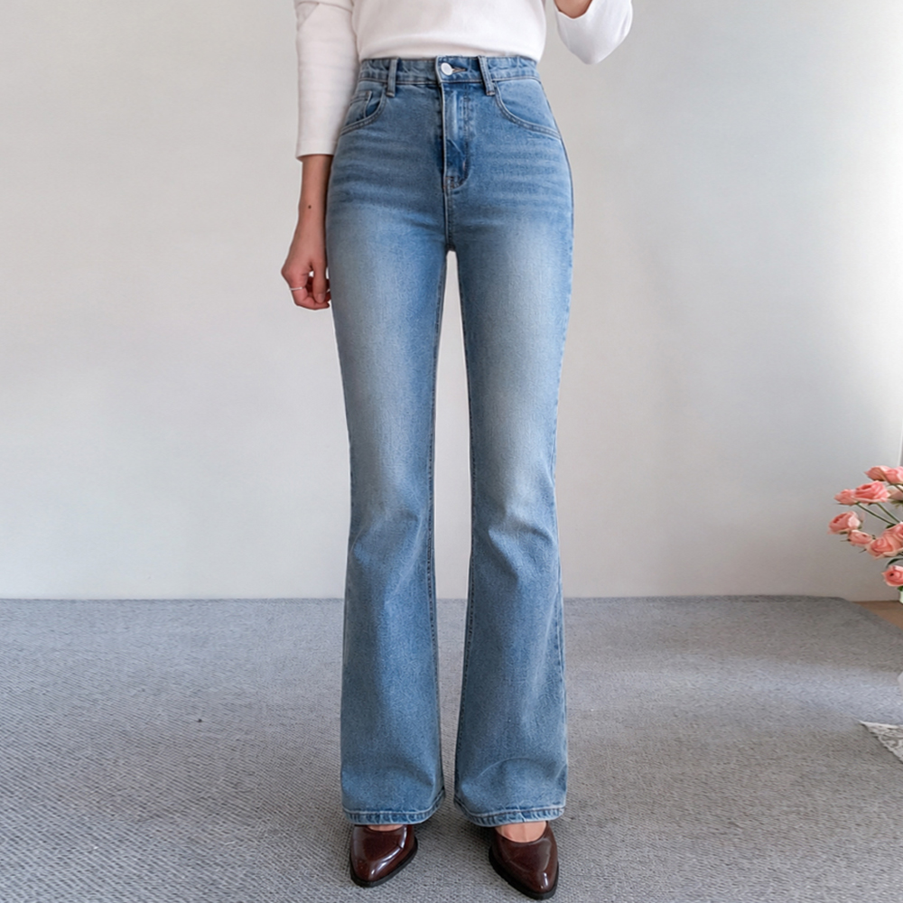Camilla 3TYPE Chewy Spandex Boot cut Washing Denim Pants(Short/Basic/Long)[size:S,M,L,XL,2XL]