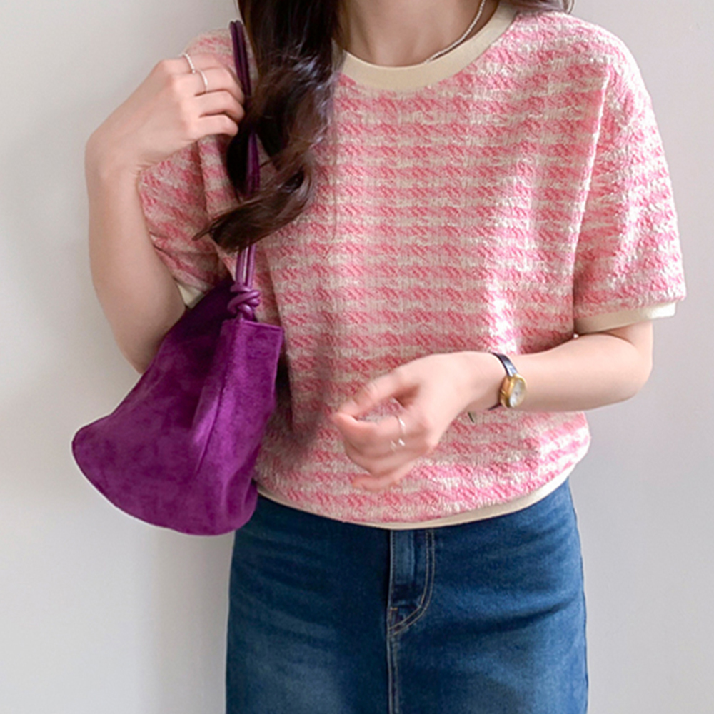 [New Arrival Special 17% Sale] MADE LIN Rosell Flexible Tweed-like Short T-shirts [Size: F (55~66.5)]