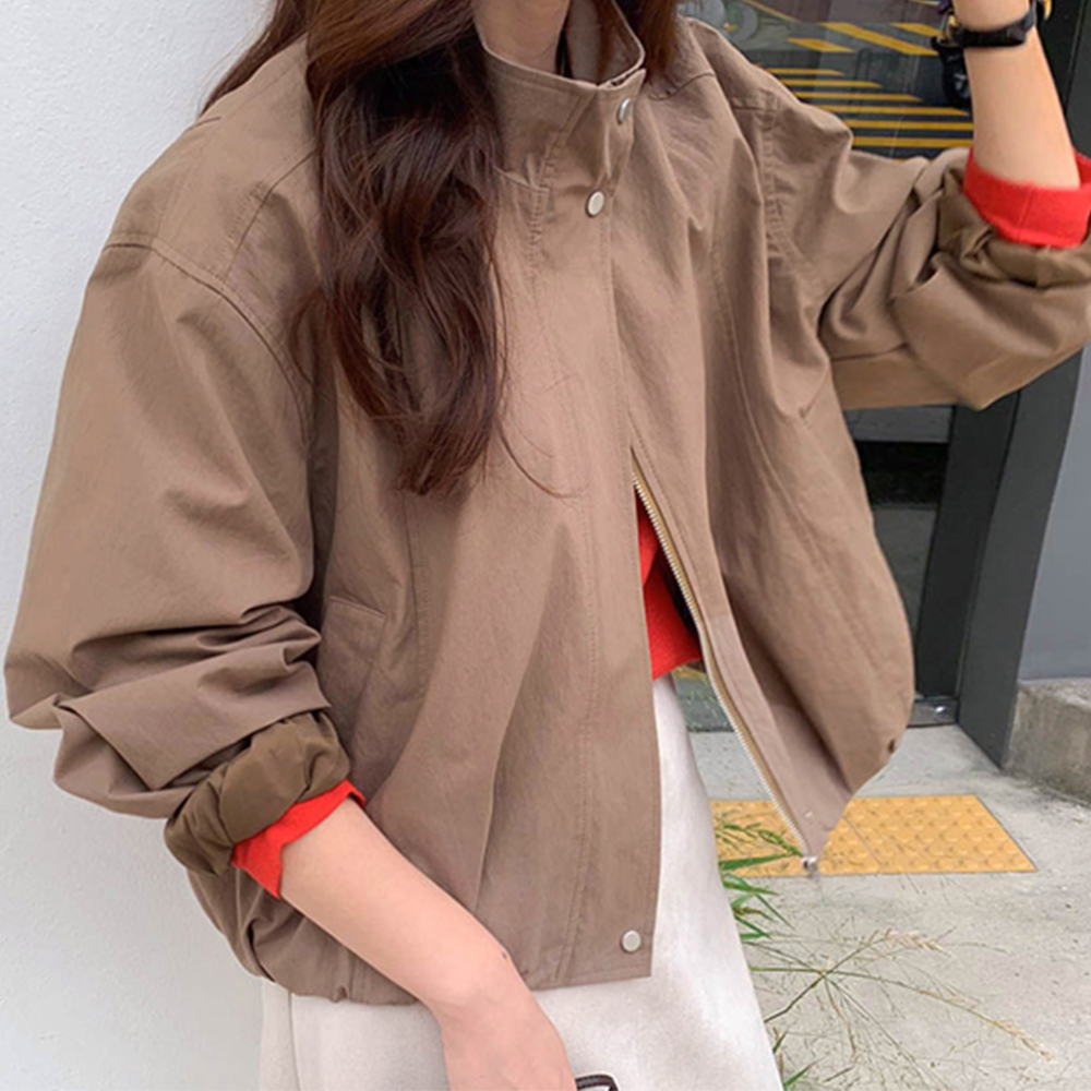 Serena Highneck Zip up Rustling Pintuck Jumper[size:F(55~77)]
