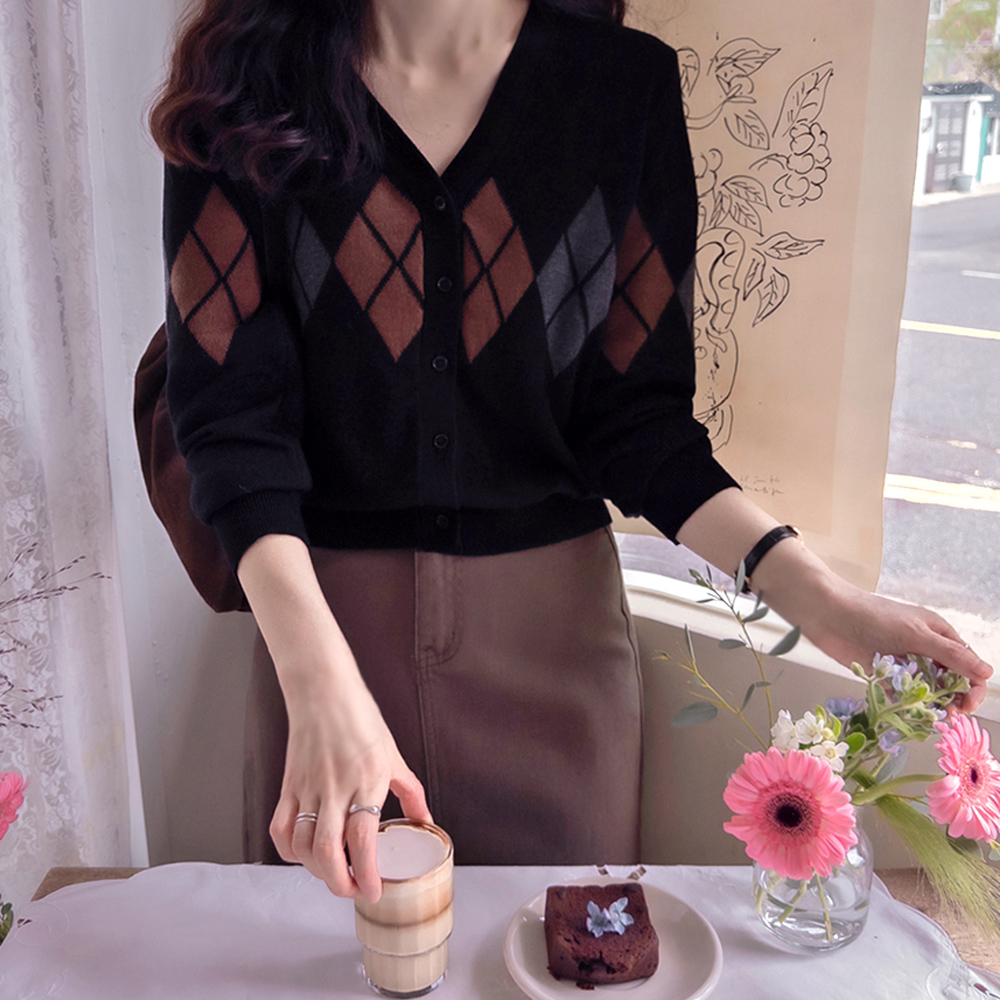 Hermian Argyle Tencel Premium Beauty Cardigan [size:F(55~66)]