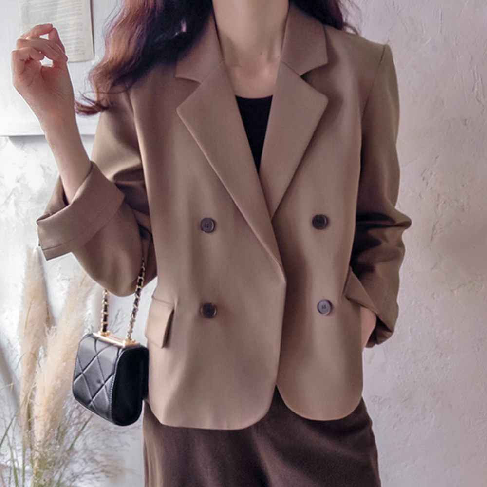 [Pre-order 15% Special Sale] <FONT color=#5a3954>MADE LIN</font> Chocolat Double-button Sturdy & Flexible Elegance Jacket [size: F(55~66), L(77)]