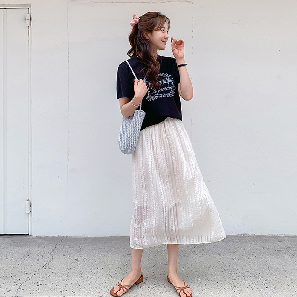 [Best Deal 4,000 KRW Discount] <FONT color=#5a3954>MADE LIN</font> Ronner Lunatic Race Banding Slit Rong Skirt [size:F (55~66.5)]