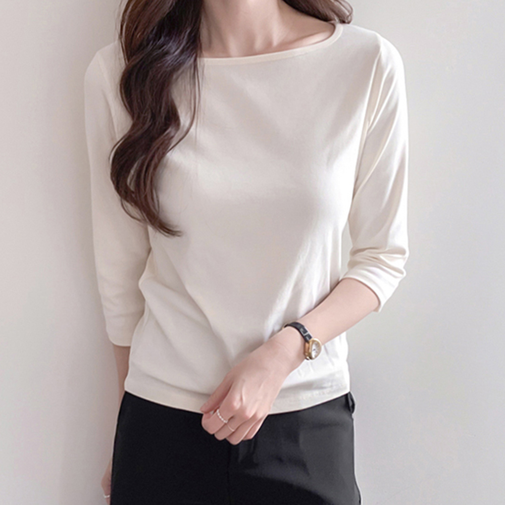 Brenda Boat Neck 3/4 Layered T-shirt [size:F(55~66)]