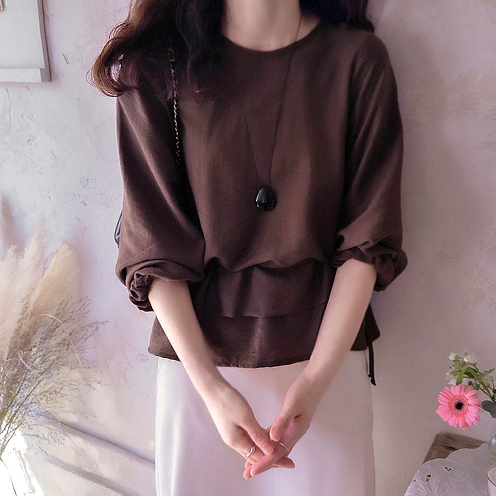 Shu & Na Under-Shirring Adjustable Waistband Premium Blouse [size:F(55~66)]