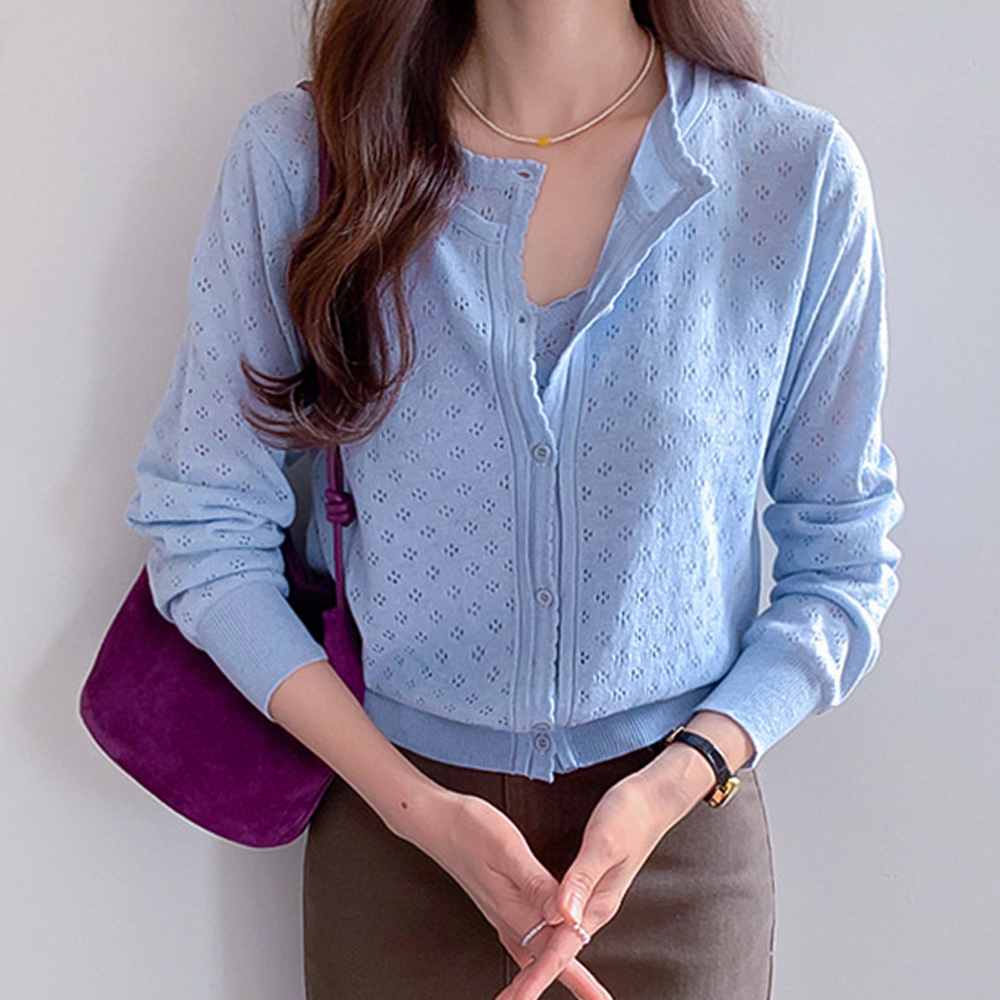 Flora Punching Cardigan Sleeveless shirts SET[size:F(55~66)]