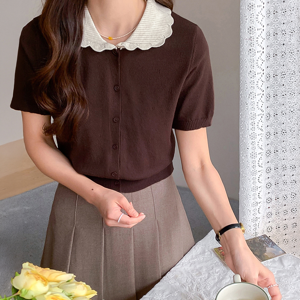 [LABEL] Vivian Color Combination Kara Short-sleeve Knit[size:F(55~66)]