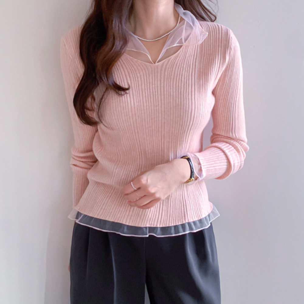 Double See-through Look Freel Corrugated Knit [size:F(55~66.5)]