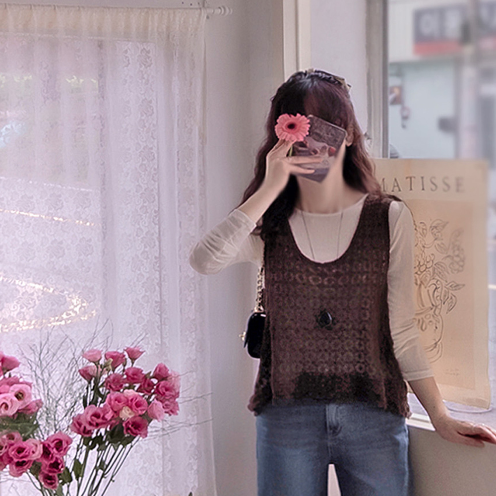 [LABEL] Anjenif Lace Flower Vest & Spandex Set [size: F (55~66)]