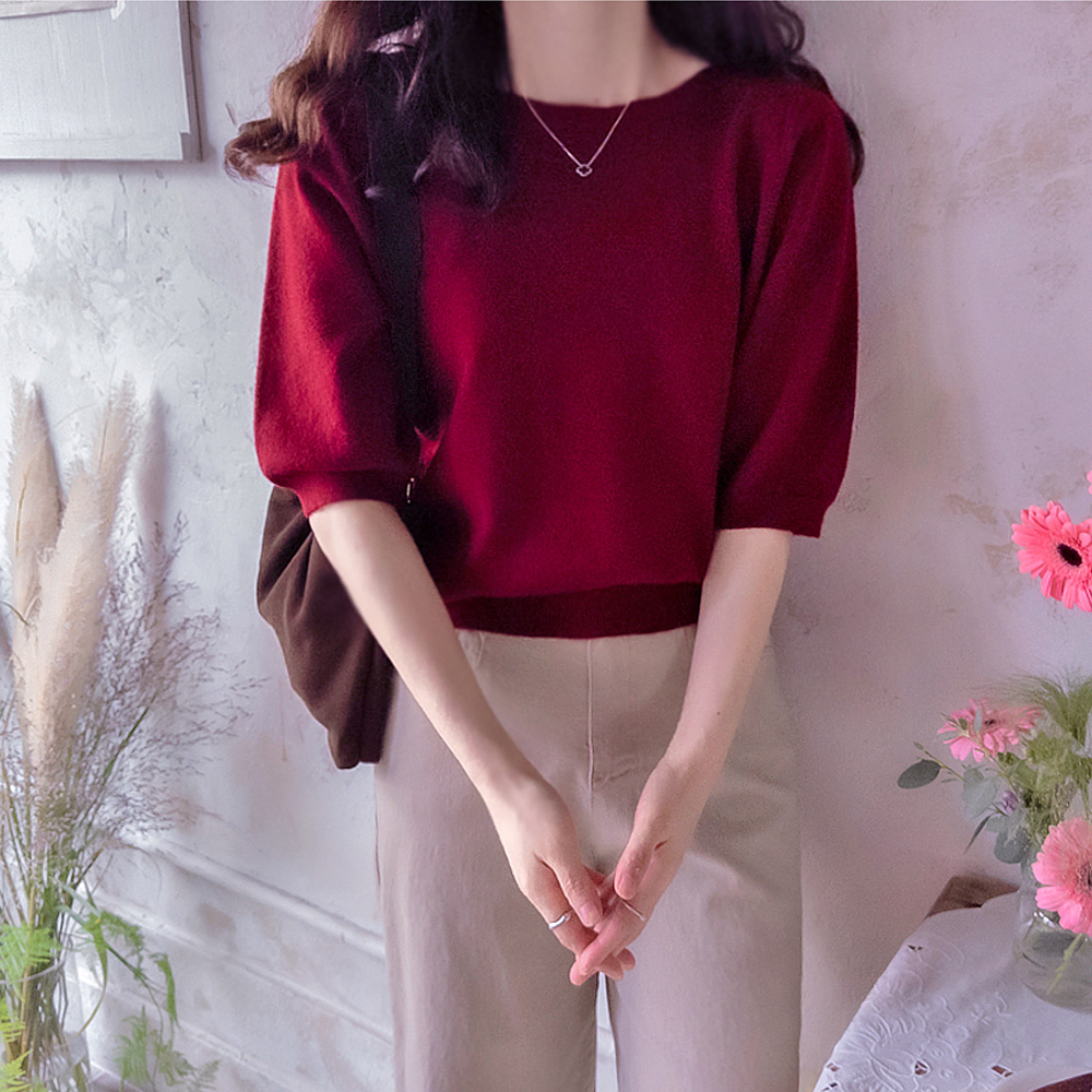 Hylen Lip Neck Simple Point Soft Texture Knit [size:F(55~66)]