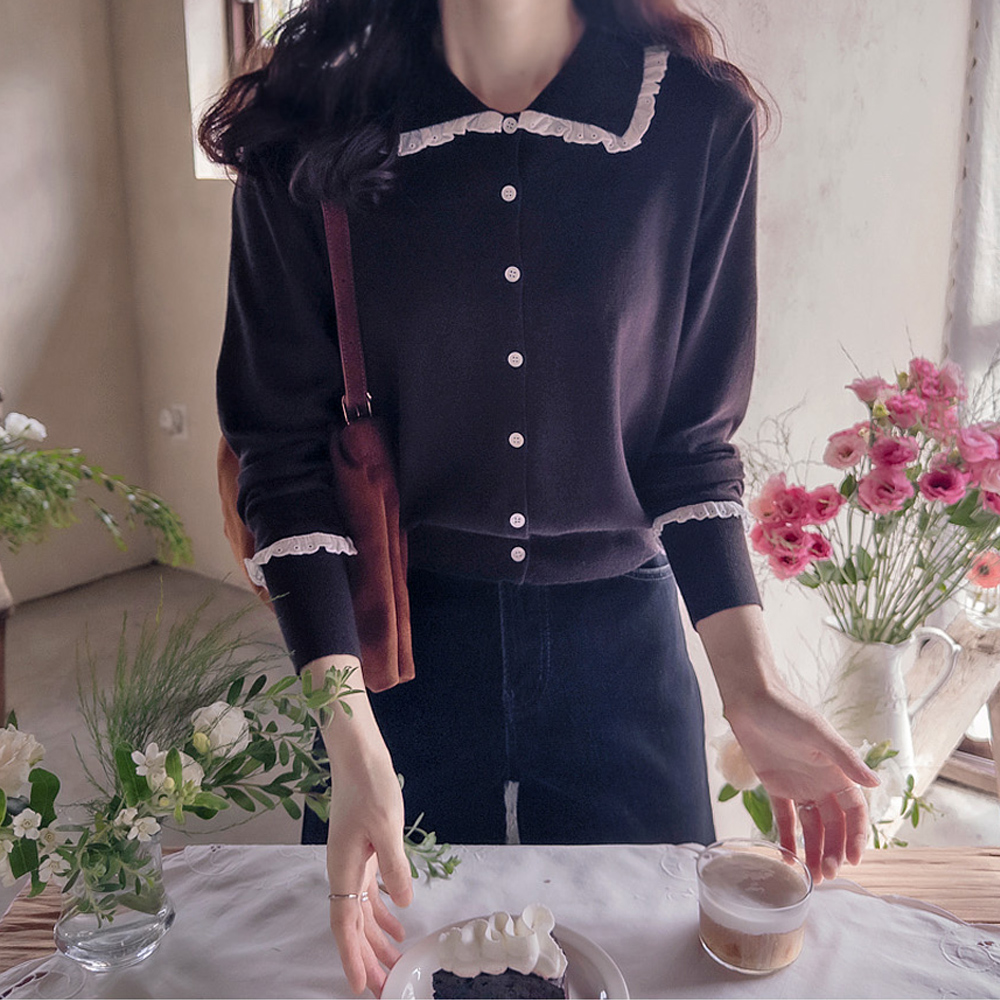 Jenifel Lace Collar Soft Spandex Lovely Cardigan [size:F(55~66)]
