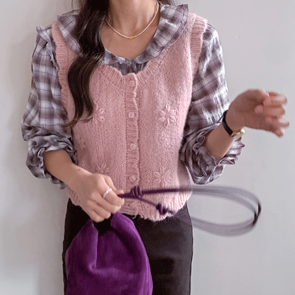 Stephanie Cozy Flower Embroidery Vest [size:F(55~66)]