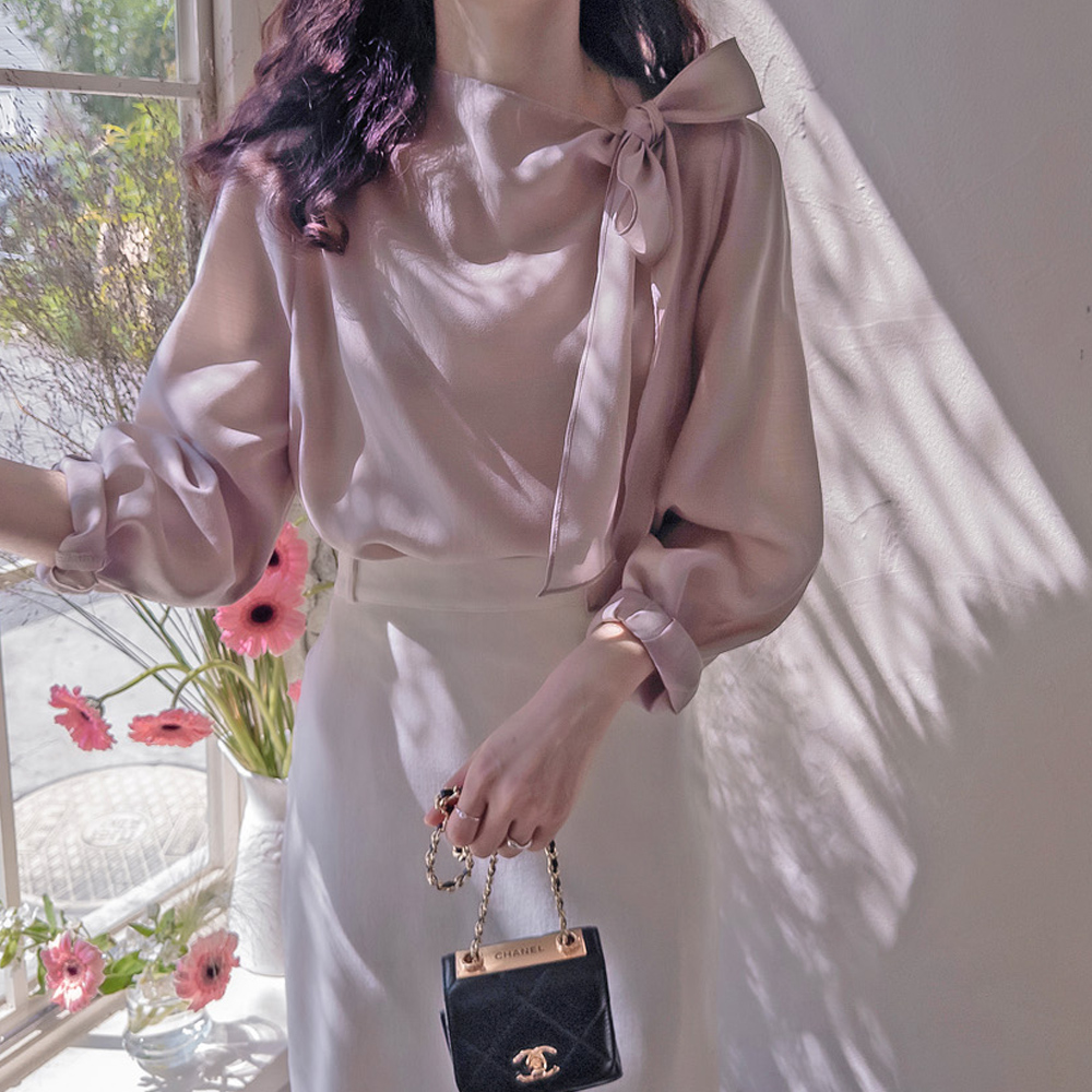 Carven Tie Ribbon Lovely Sophistication Blouse [size:F(55~66)]