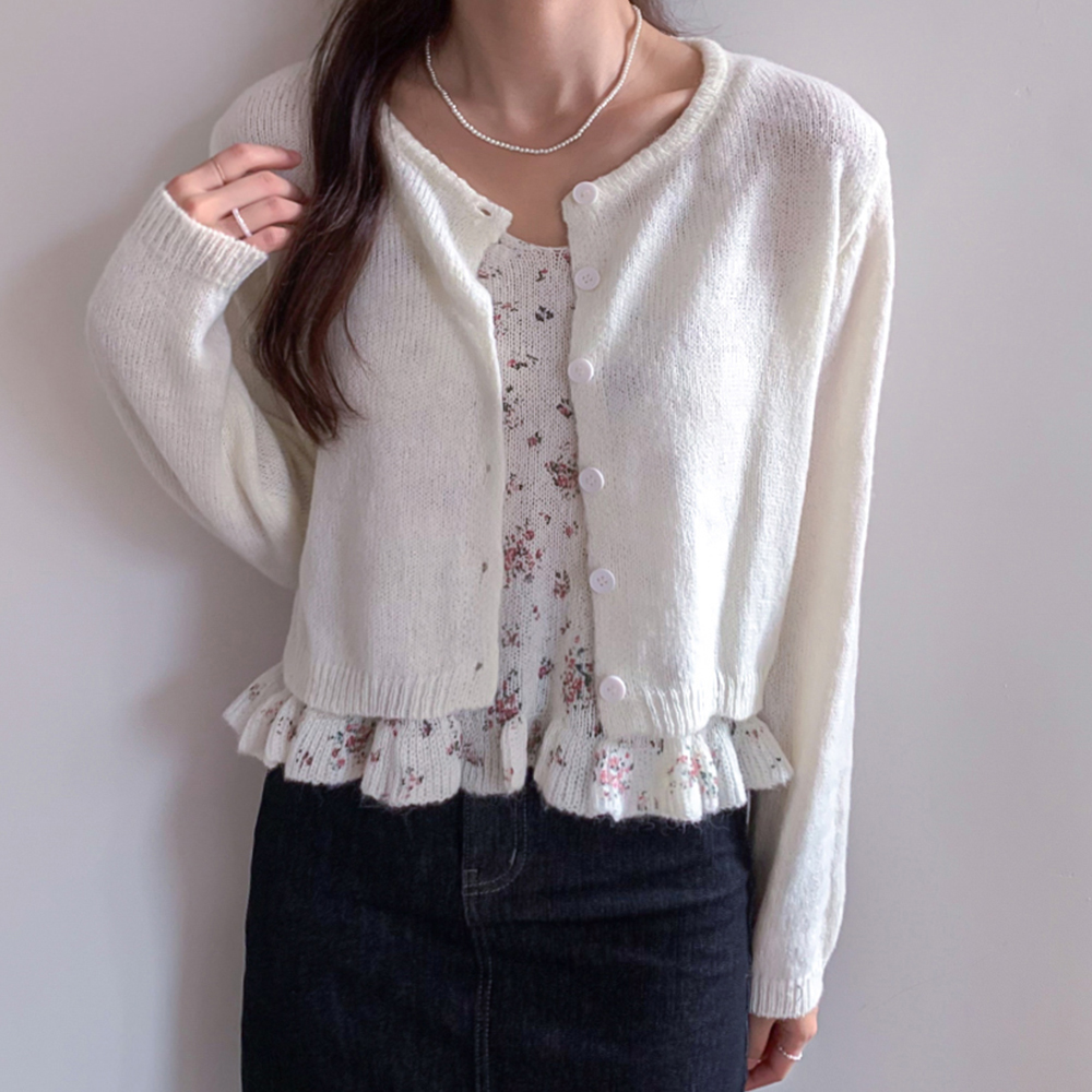 Oren Flower Hem Flare CardiganSET[size:F(55~66)]