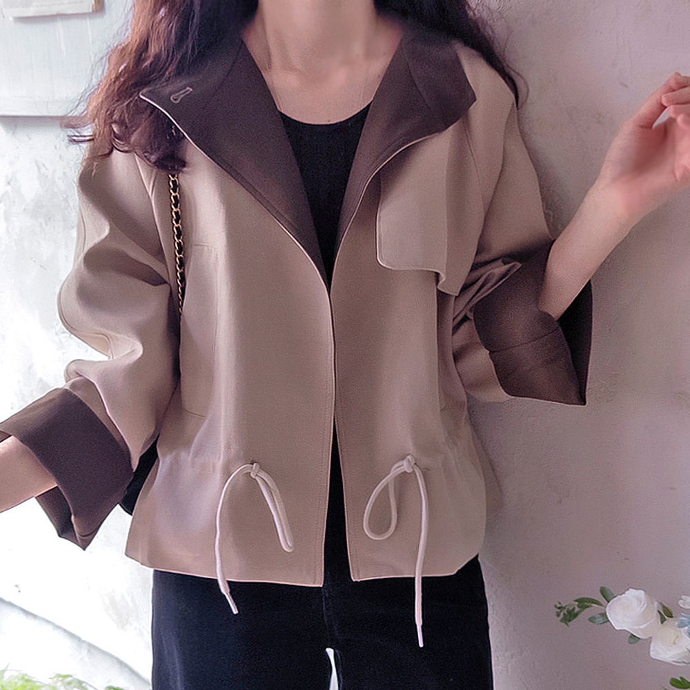 Rimore Autumn Color Block High-Quality Outerwear with Sturdy yet Flexible Waist Drawstring [size:F(55~77)] 