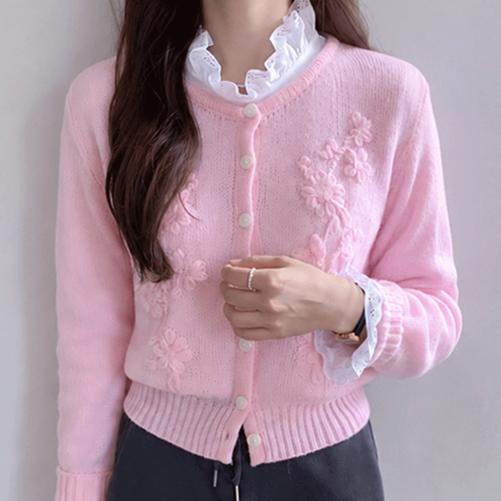Seraph 3D Flower Embroidery Wool Cardigan [size:F(55~66)]
