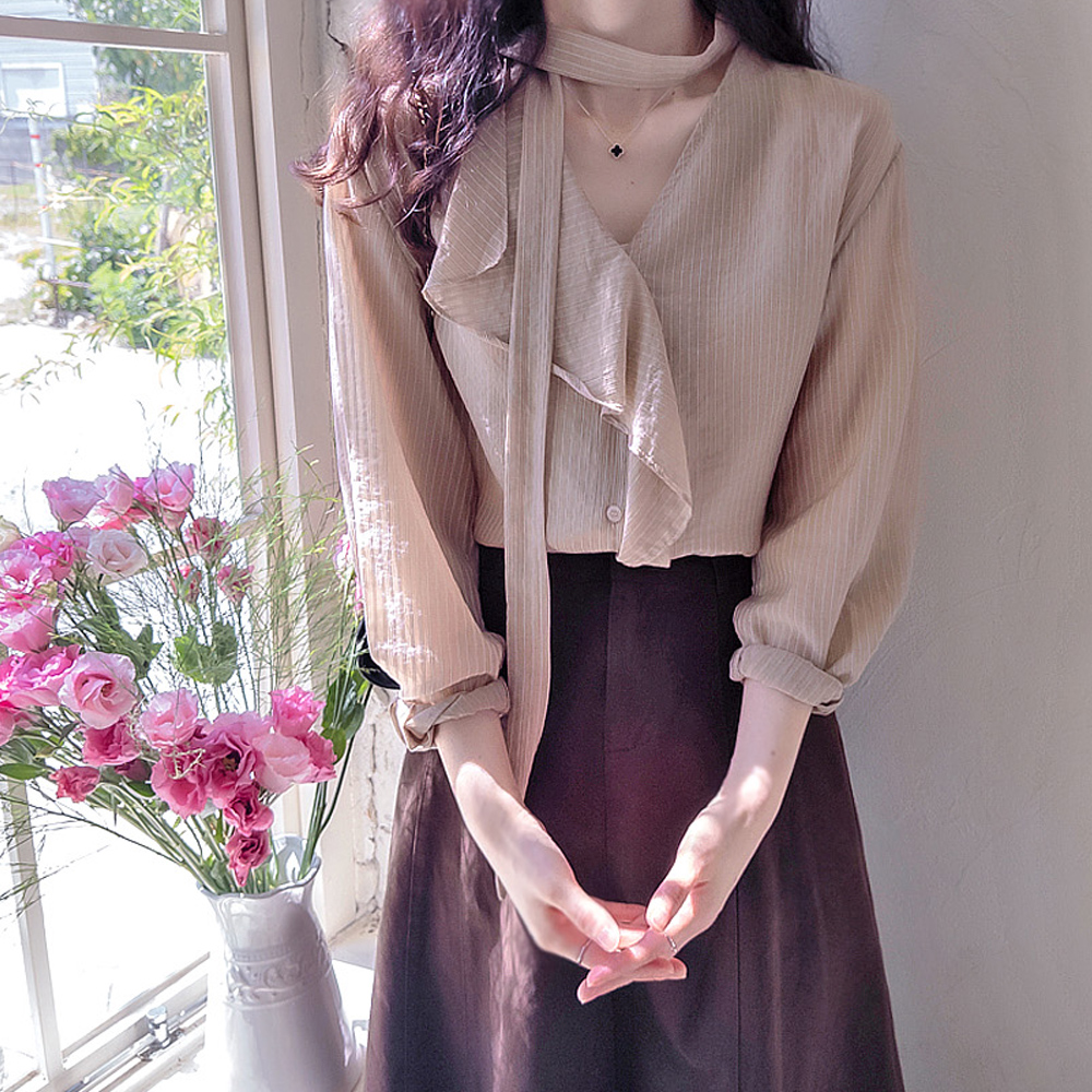 Jeanne Sharing AutumnST Tencel Tie Lovely Blouse [size:F(55~66)]