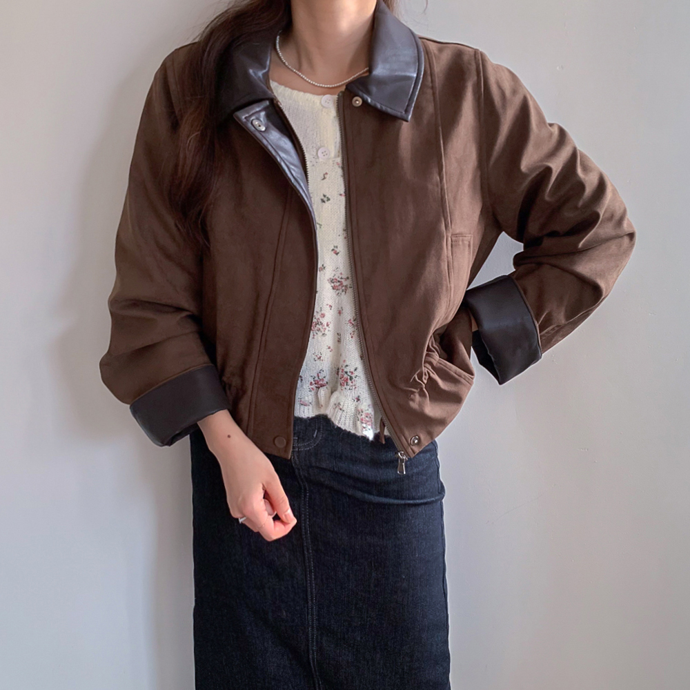 Roar Leather Kara color combination Suede Jacket[size:F(55~66)]