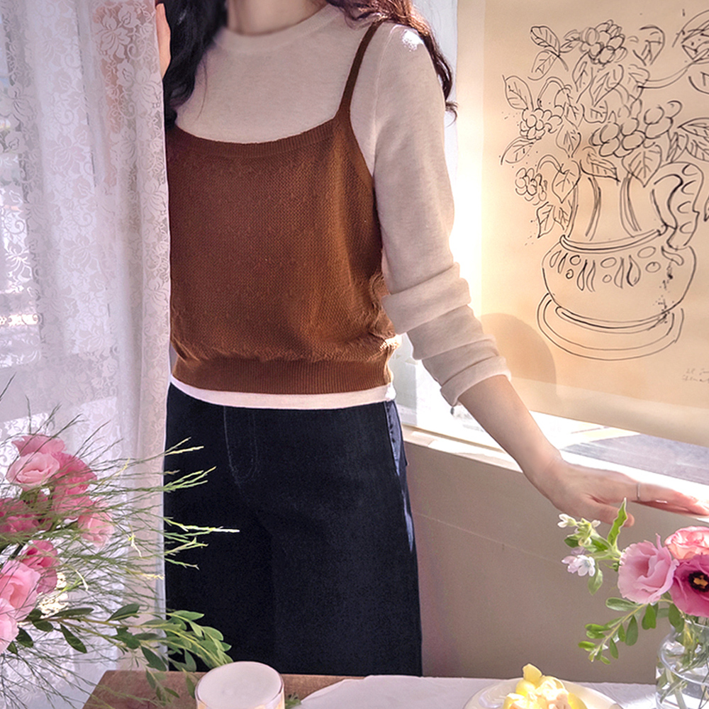 Giuliano Subtle Pattern Bustier & Knit Soft Spandex Set [size:F(55~66)]