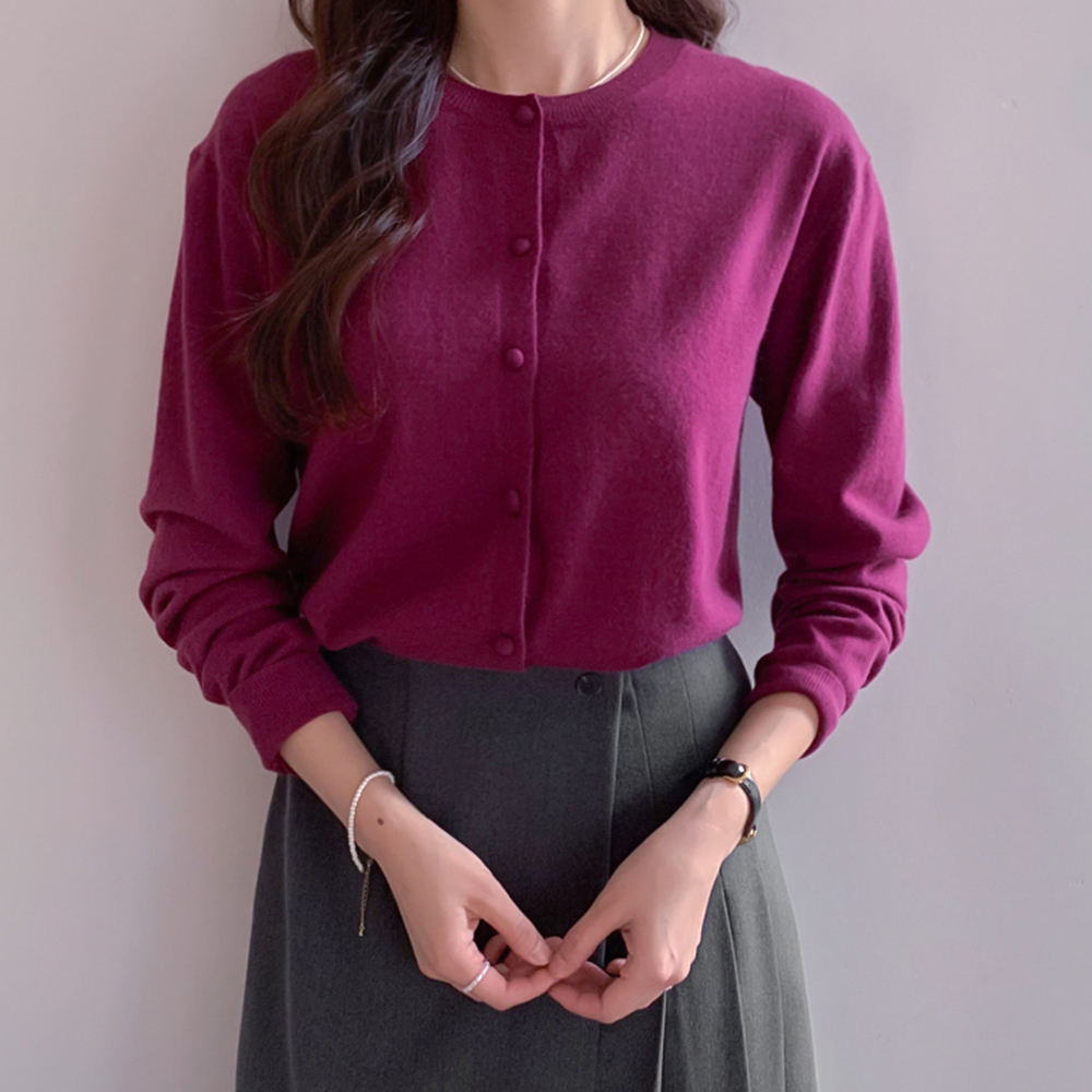 Briss Pale Bean Button Wool Cardigan[size:F(55~66)]