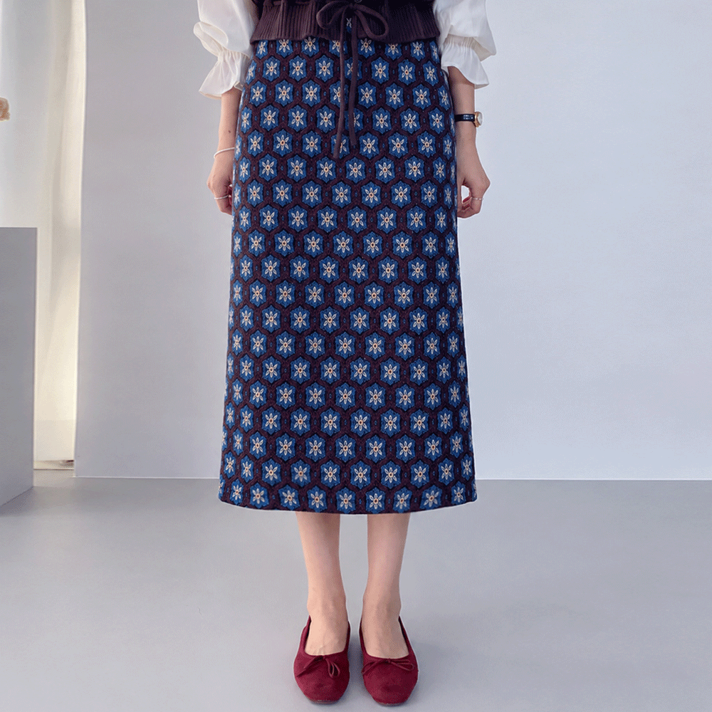 [LABEL] Objet Jacquard Hline Skirt [size:F (55~66.5)]