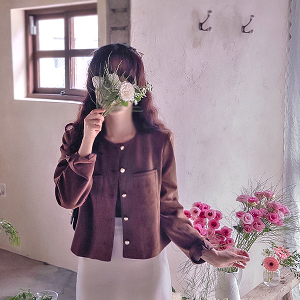 [New Arrival Special 15% Off] <FONT color=#5a3954>MADE LIN</font> Kelly Pocket Fine-textured Suede Luxurious Jacket [size:F(55~66)]
